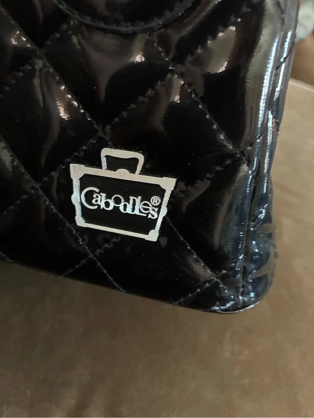 cupcakes & cashmere Black Quilted Patent Cosmetic Case
